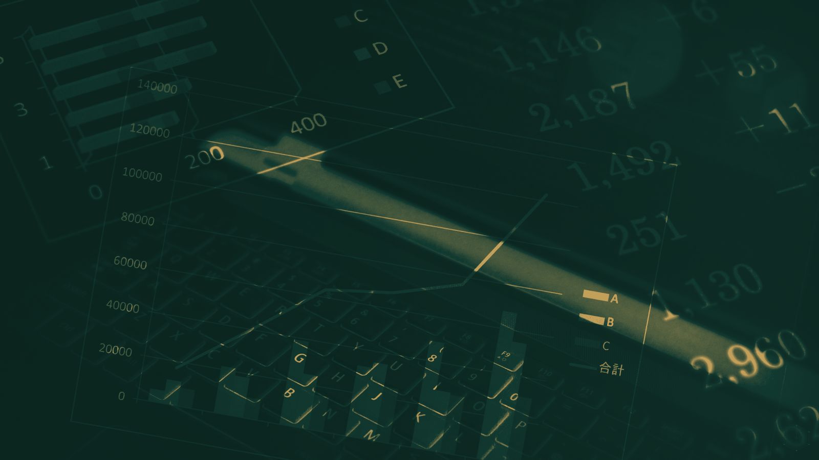 Financial data, growth charts and performance figures